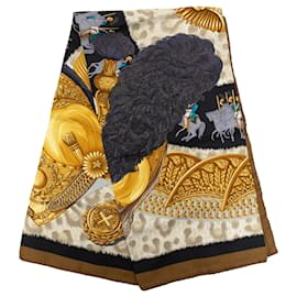 Sciarpa in seta Hermès Casques et Plumets 90 Marrone