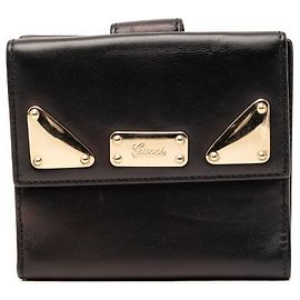 Schwarzes Gucci Indy Bifold Portemonnaie aus Kalbsleder Kleine Portemonnaies