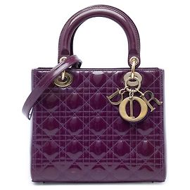 Borsa Lady Dior Medium in vernice Cannage viola