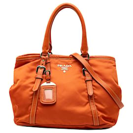 Bolso Prada Soft Calf Trimmed Tessuto Naranja