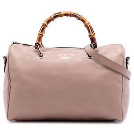 Borsa Boston Gucci Medium in pelle di vitello Bamboo marrone Satchel