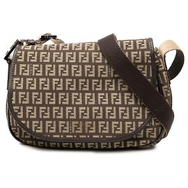 Borsa a tracolla Fendi Zucchino in tela marrone