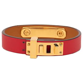 Red Hermès Narrow Swift As de Coeur Bracelet