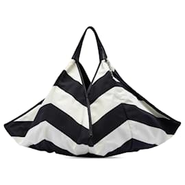 Tote a righe in tela Chanel CC nero
