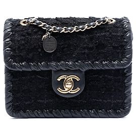 Chanel Mini Tweed My Own Frame Flap Umhängetasche schwarz