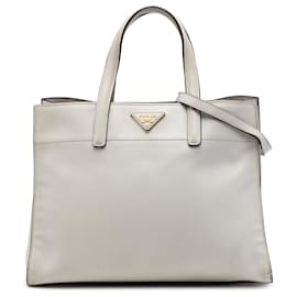 Borsa Tote e Borsa a tracolla Prada Saffiano Soft Triple Pocket bianca