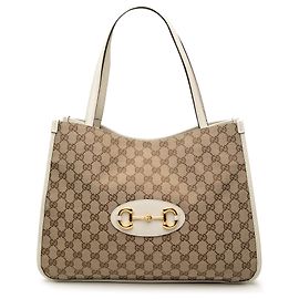 Gucci Medium GG Canvas Horsebit 1955 Tote Beige