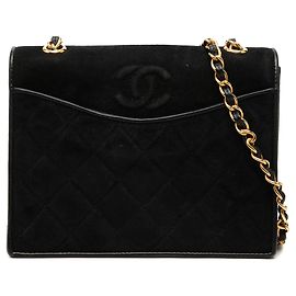 Bolsa transversal Chanel Small CC em camurça acolchoada preta
