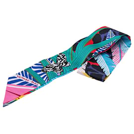 Foulard Twilly in seta Hermès Jaguar Quetzal verde