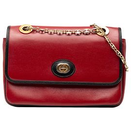 Bolso de hombro pequeño Marina de cuero rojo Gucci con cadena
