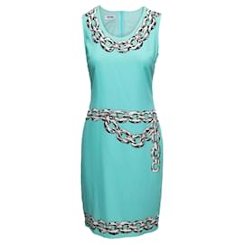 Ärmelloses Moschino Cheap and Chic Kleid mit Kettenprint Aqua & Multicolor Größe IT 40 - Moschino Cheap And Chic