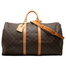 Borsa da viaggio marrone Louis Vuitton Monogram Keepall Bandouliere 55