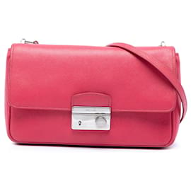 Pink Prada Saffiano Sound Lock Crossbody
