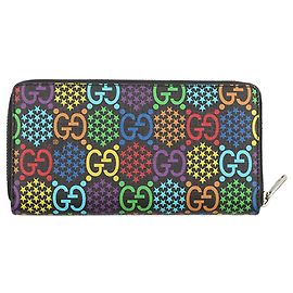 Black Gucci GG Supreme Psychedelic Zip Around Wallet