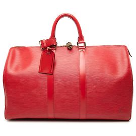 Bolso de viaje Louis Vuitton Epi Keepall 45 rojo