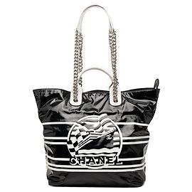 Bolsa de compras La Pausa em canvas revestido preto Chanel