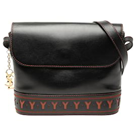 Borsa a tracolla Saint Laurent in pelle nera con intagli