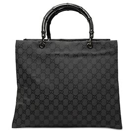 Gucci GG Canvas Bamboo Handtasche grau