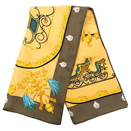 Sciarpa in seta gialla Hermès Plumes et Grelots 90 Scarves