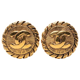 Orecchini a clip Chanel CC Gold Plated Sunburst Round