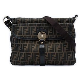 Borsa a tracolla Fendi Zucca Canvas marrone Chef Zip