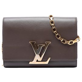 Borsa a tracolla Louis Vuitton Louise Chain MM in pelle grigia