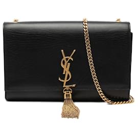 Saint Laurent Schultertasche Kate Classic Monogram aus glattem Kalbsleder in Schwarz, Größe Medium