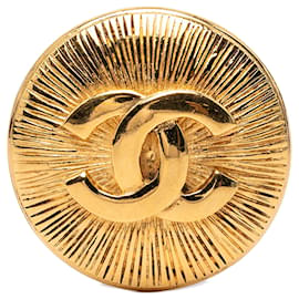 Spilla rotonda Sunburst Chanel CC placcata oro
