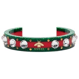 Rotes Gucci Resin und Strass Web Bee Armreif