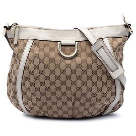 Borsa a tracolla Abbey D Ring in tela GG Gucci beige