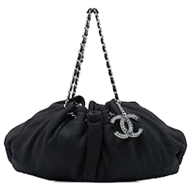 Chanel Jersey Melrose Cabas Tote Bag Schwarz