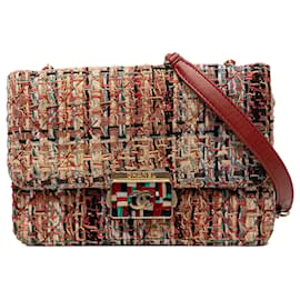 Chanel Mini Quilted Tweed Beauty Lock Flap Umhängetasche Braun