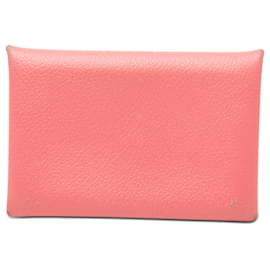 Tarjetero Calvi en chevre Mysore rosa Hermès