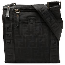 Borsa a tracolla in tela Zucca nero Fendi