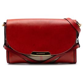 Borsa a tracolla Abbott in pelle e tela House Check Burberry rossa