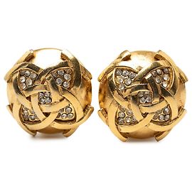 Orecchini a clip Chanel CC placcati oro con strass rotondi