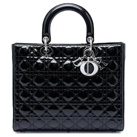 Borsa Dior Large Patent Cannage Lady Dior nera
