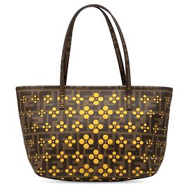 Tote Roll Perforated Zucca Spalmati Small Marrone Fendi