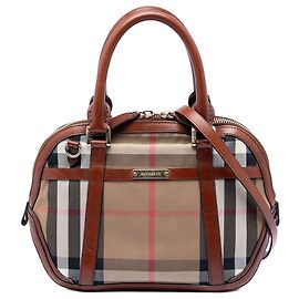 Burberry Orchard Satchel aus House Check Canvas in Braun mit Lederbesatz
