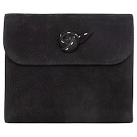 Cartera plegable de ante negro Prada