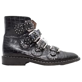 Botines negros Givenchy con hebilla de efecto cocodrilo Size 36