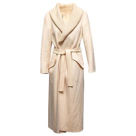 Cappotto lungo in cashmere crema Jil Sander Taglia IT 38