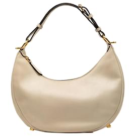 Petit sac hobo en cuir Fendigraphy beige Fendi