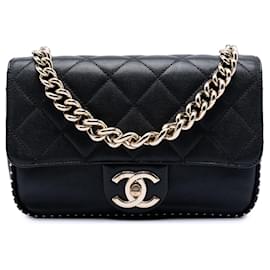 Borsa Chanel Small CC Trapuntata Caviar con Borchie Single Flap Nera
