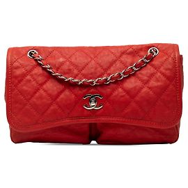 Chanel Natural Beauty Flap Schultertasche aus rotem mittelgekörntem Kalbsleder
