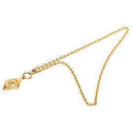 Gold Chanel CC Halskette mit diamantförmigem Anhänger, vergoldet