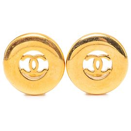 Orecchini a clip rotondi Chanel CC placcati oro