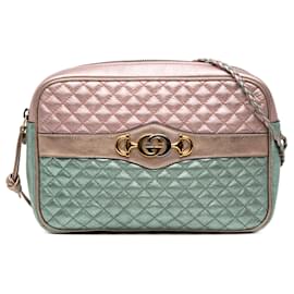 Borsa a tracolla Gucci Trapuntata in nappa laminata verde
