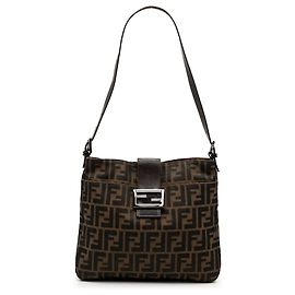 Borsa a tracolla in tela Zucca marrone Fendi