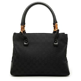 Black Gucci GG Canvas Bamboo Tote